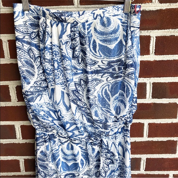 Cynthia Rowley strapless blue and white maxi dress - Picture 2 of 6